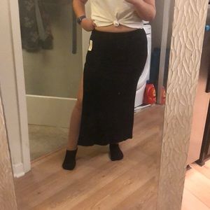 Black maxi skirt with big slit